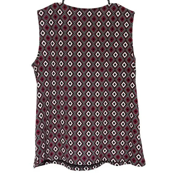 Kasper Women’s M Sleeveless Geometric Diamond Pleated Shell Blouse - Picture 4 of 6